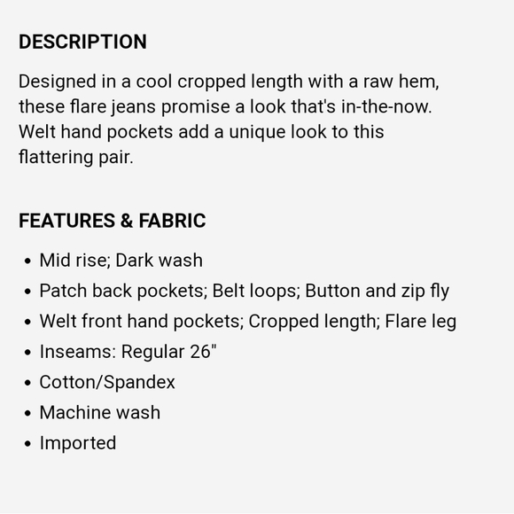 Mid Rise Raw Hem Cropped Flare Jeans Express - Picture 6 of 6